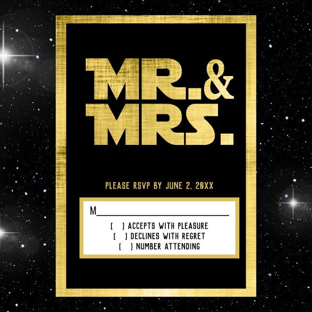 Tarjeta RSVP de la boda de ciencia ficción Mr and  (sci fi wedding rsvp)