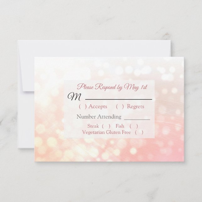 Tarjeta RSVP de la boda de Coral Bokeh (Anverso)