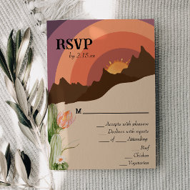 Tarjeta RSVP de la boda de destino del atardecer d