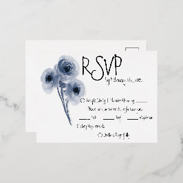 Tarjeta RSVP de la boda de flor azul suave