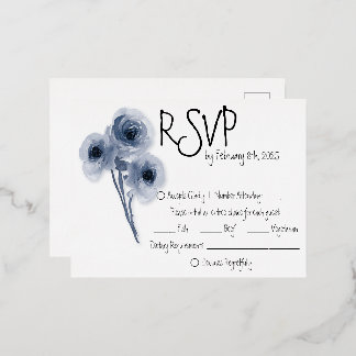 Tarjeta RSVP de la boda de flor azul suave