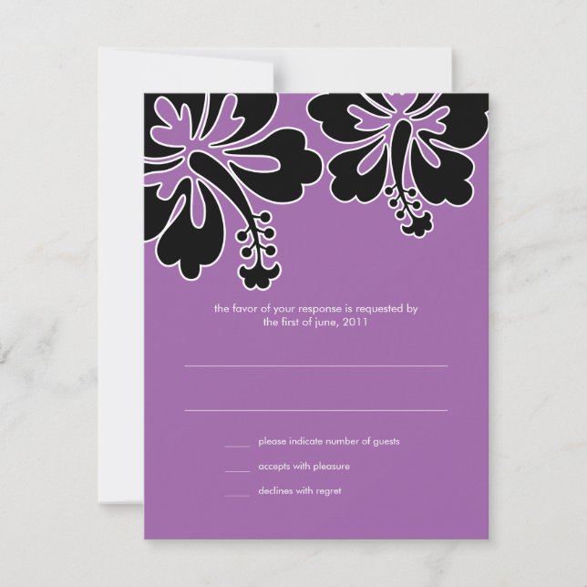 Tarjeta RSVP de la boda de Hibiscus Sweet (Anverso)