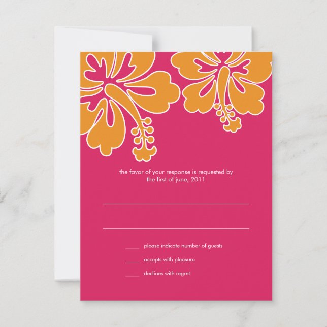 Tarjeta RSVP de la boda de Hibiscus Sweet (Anverso)