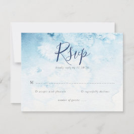 Tarjeta RSVP de la boda de invierno azul acuarela