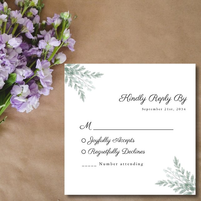 Tarjeta RSVP de la boda de la acuarela de Eucalypt (Subido por el creador)