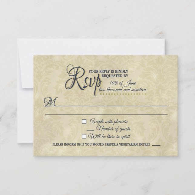 Tarjeta RSVP de la boda de la bella y la bestia (Anverso)