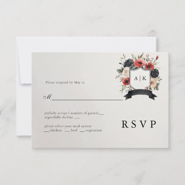 Tarjeta RSVP de la boda de la boda de la Anemone R (Anverso)