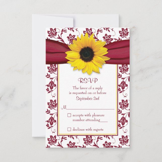 Tarjeta RSVP de la boda de la boda del Damasco de  (Anverso)