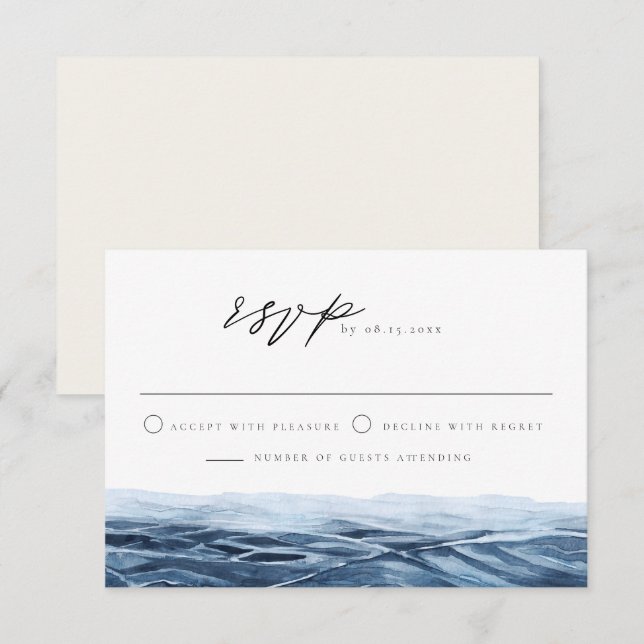 Tarjeta RSVP de la boda de la boda del Océano o La (Anverso / Reverso)