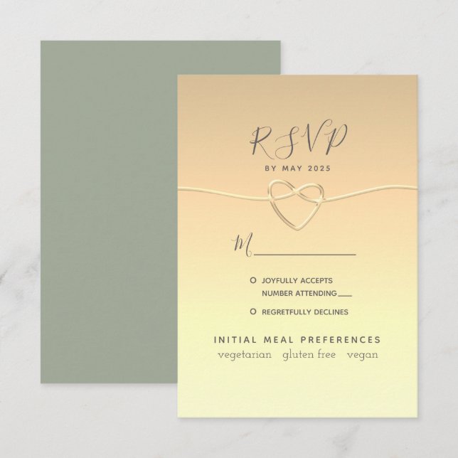 Tarjeta RSVP de la boda de la caligrafía verde Sag (Anverso / Reverso)