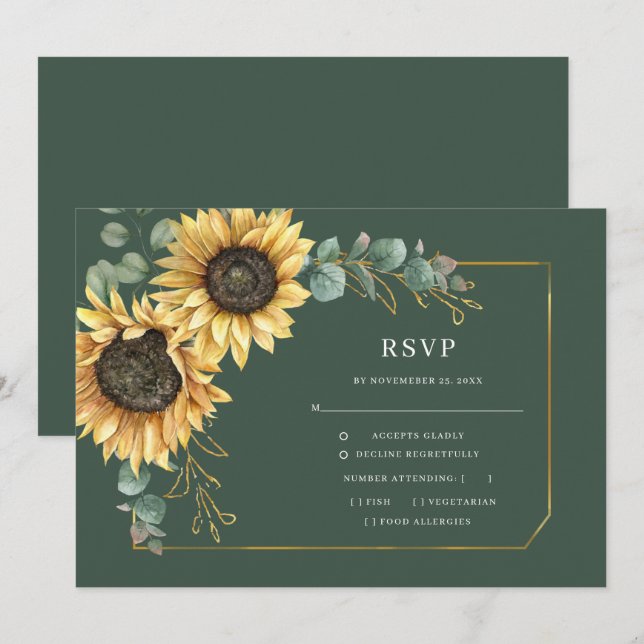 Tarjeta RSVP de la boda de la ecología del Eucalip (Anverso / Reverso)