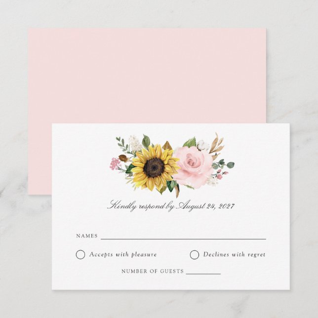 Tarjeta RSVP de la boda de la floración de los gir (Anverso / Reverso)