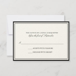 Tarjeta RSVP de la boda de la frontera negra clási