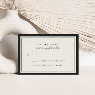 Tarjeta RSVP de la boda de la frontera negra clási