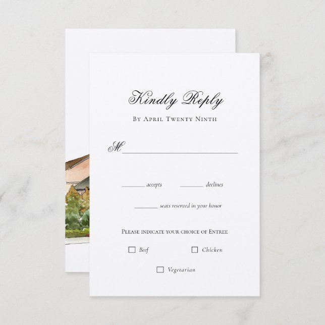 Tarjeta RSVP de la boda de la Iglesia de la Natura (Anverso / Reverso)
