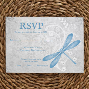 Tarjeta RSVP de la boda de la libélula azul