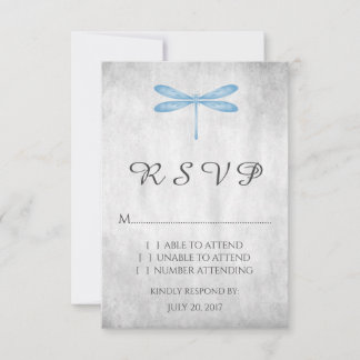Tarjeta RSVP de la boda de la libélula azul