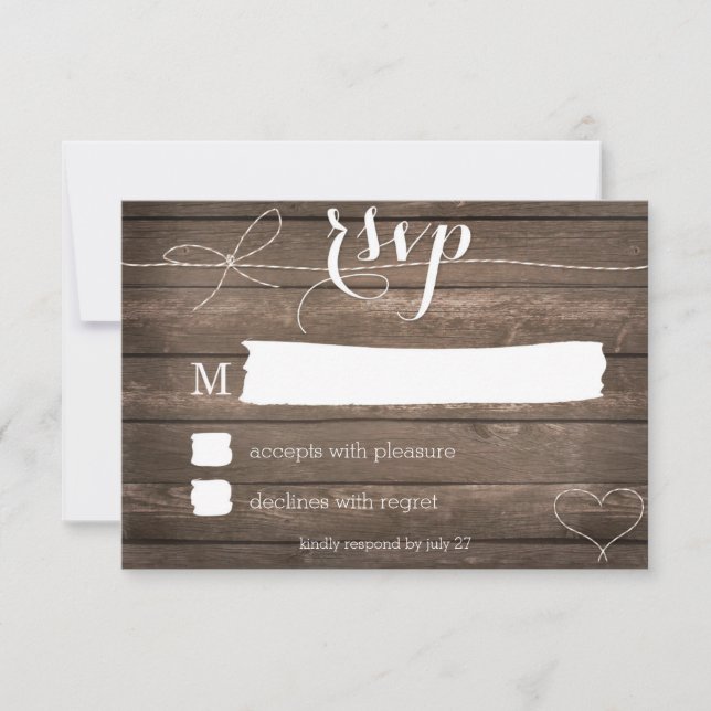 Tarjeta RSVP de la boda de la madera rusa del nudo (Anverso)