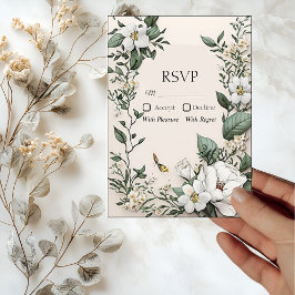 Tarjeta RSVP de la boda de la mariposa y la Magnol