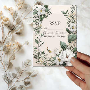 Tarjeta RSVP de la boda de la mariposa y la Magnol
