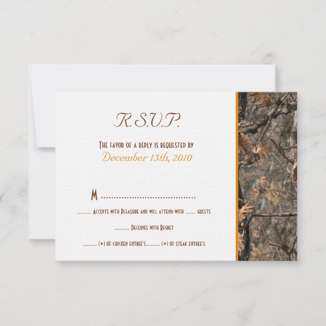 Tarjeta RSVP de la boda de la Moda de Camo de Hunt (Anverso)