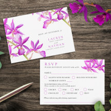 Tarjeta RSVP de la boda de la orquídea de joyas pú