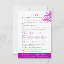Tarjeta RSVP de la boda de la orquídea de joyas pú