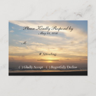 Tarjeta RSVP de la boda de la playa del atardecer