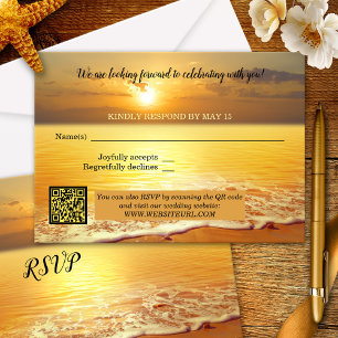 Tarjeta RSVP de la boda de la playa del atardecer