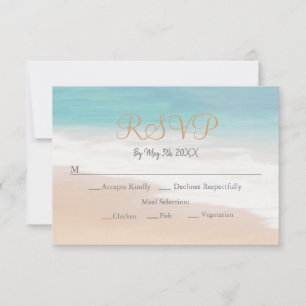 Tarjeta RSVP de la boda de la playa temática de Sa