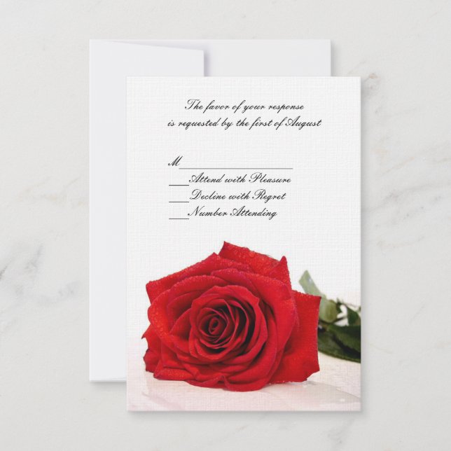 Tarjeta RSVP de la boda de la rosa roja (Anverso)