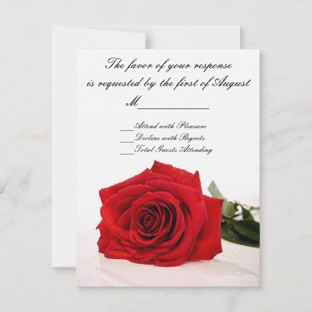 Tarjeta RSVP de la boda de la rosa roja (Anverso)