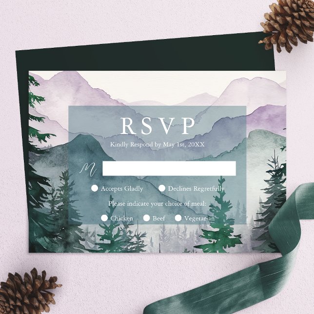 Tarjeta RSVP de la boda de los bosques de montaña  (Subido por el creador)