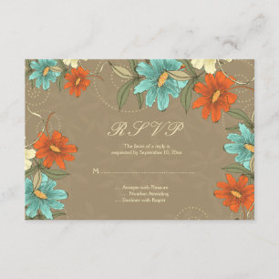 Tarjeta RSVP de la boda de naranja de la moda de V