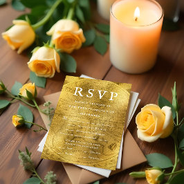 Tarjeta RSVP de la boda de oro del viejo mundo