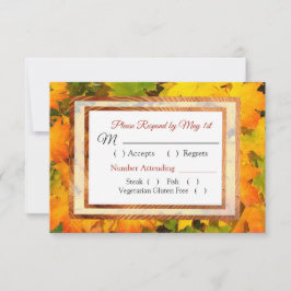 Tarjeta RSVP de la boda de otoño de las hojas de o