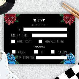 Tarjeta RSVP de la boda de rock de tatuaje blanco 