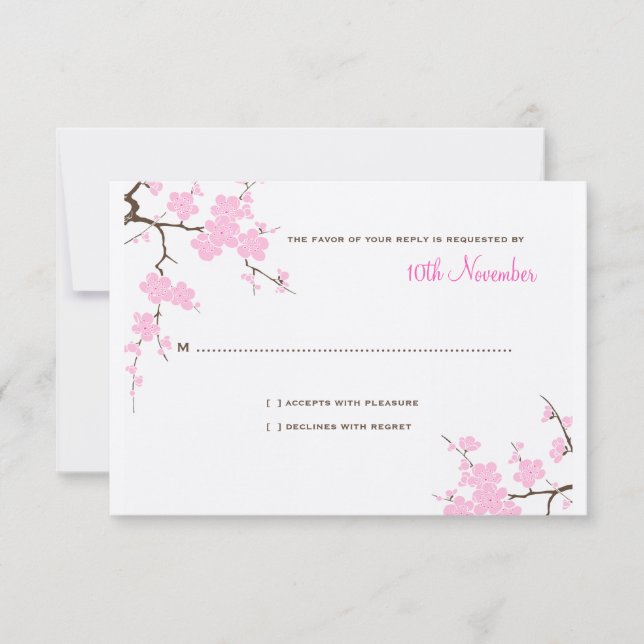 Tarjeta RSVP de la boda de Sakura dulce (Anverso)