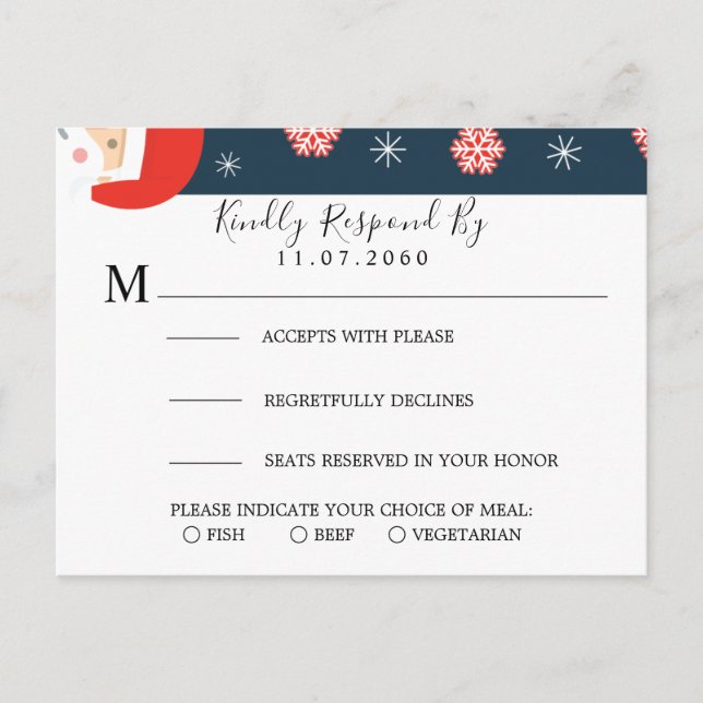 Tarjeta RSVP de la boda de Santa Claus (Anverso)