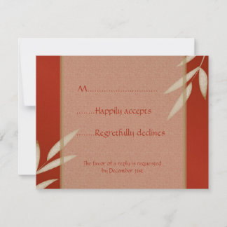 Tarjeta RSVP de la boda de seda roja