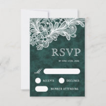 Tarjeta RSVP de la boda de terciopelo verde de esm