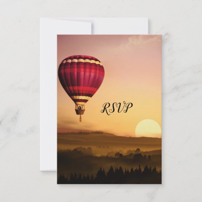 Tarjeta RSVP de la boda del atardecer con globo ae (Anverso)