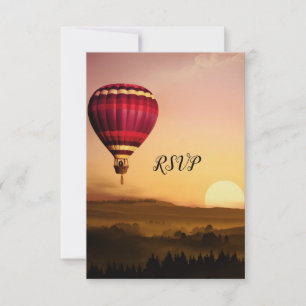 Tarjeta RSVP de la boda del atardecer con globo ae