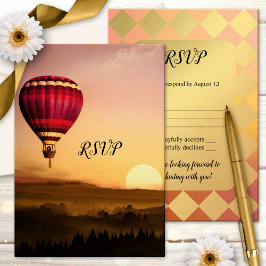 Tarjeta RSVP de la boda del atardecer con globo ae
