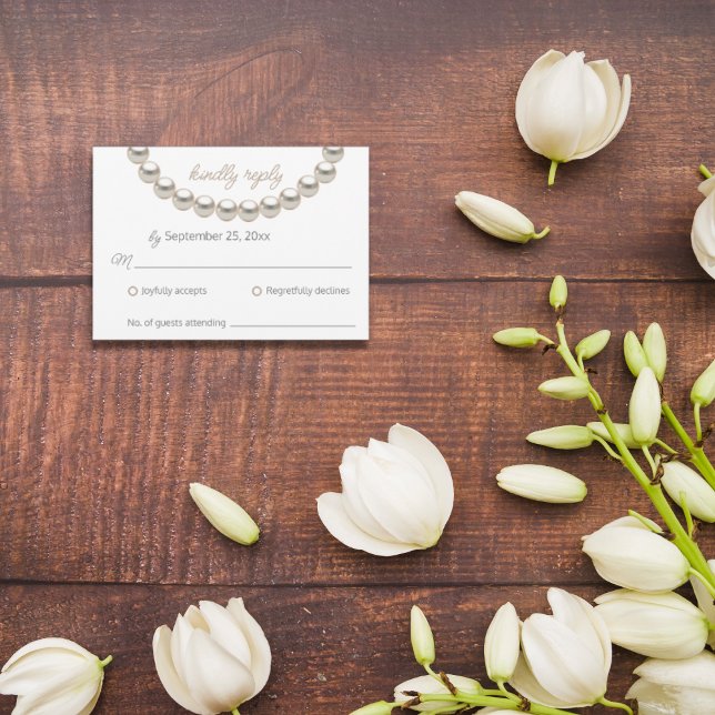 Tarjeta RSVP de la boda del collar de la perla de  (Subido por el creador)