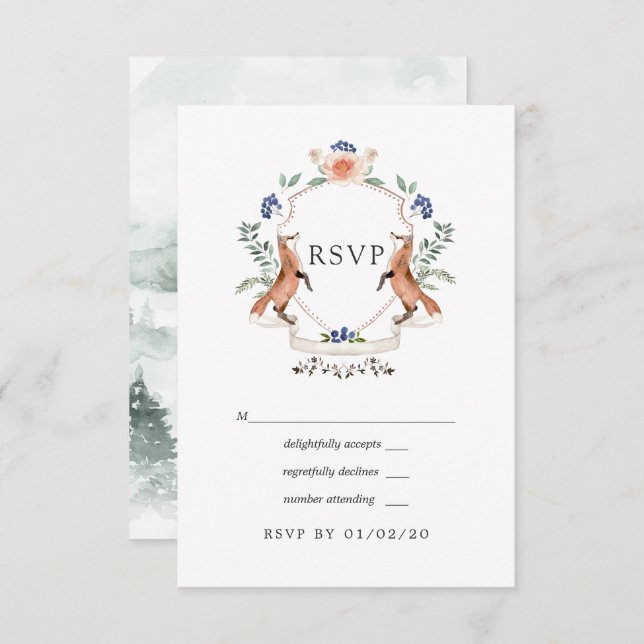 Tarjeta RSVP de la boda del Escudo de la laurel de (Anverso / Reverso)