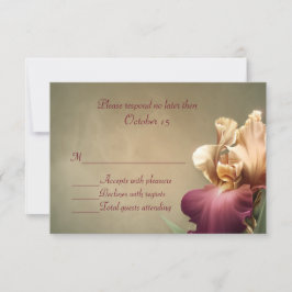 Tarjeta RSVP de la boda del iris de Borgoña y Crem