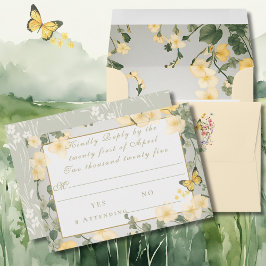 Tarjeta RSVP de la Boda del Jardín de Flores Silve