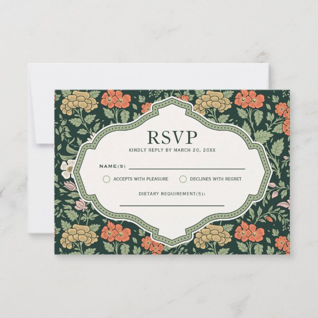 Tarjeta RSVP de la boda del jardín floral de Morri (Anverso)