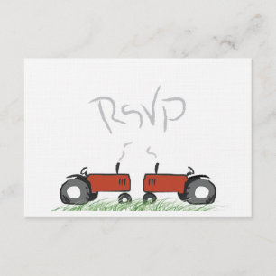 Tarjeta RSVP de la boda del tractor rojo